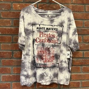 NWT Disney Pirates of the Caribbean Tie-Dye Tee - Gray and Red